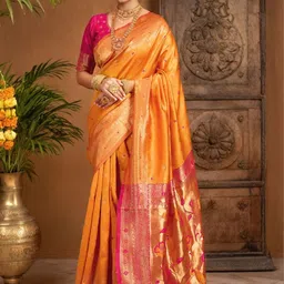 Kalista Woven Design Zari Silk Blend Paithani Saree-picture-11