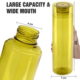 Aura White & Green Set of 6 Plastic Solid Water Bottle image 2