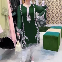 snizvi Women Ethnic Motifs Embroidered Regular Thread Work Kurta with Trousers-picture-13