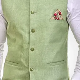 Seetoo Mandarin Collar Woven Nehru JacketWith Broch image 4