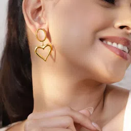Rubans 18K Gold-Plated Stainless Steel Tarnish-Free Waterproof Pink Heart Drop Earrings image 5