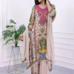 BAESD Women Ethnic Motifs Printed Regular Mirror Work Kurta with Palazzos & With Dupatta-picture-40