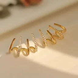 Celestria Gold-Plated Artificial Stones Studded 4 Effect Claw Korean Studs-picture-51