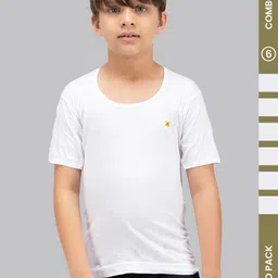 AMUL COMFY Boys Pack Of 6 Pure Cotton Undershirt Vests image 3