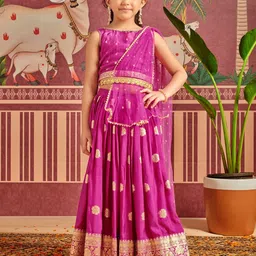 MASTARANG Girls Embroidered Ready to Wear Lehenga & Blouse With Dupatta-picture-40