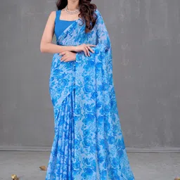 Garden Vareli Floral Pure Chiffon Saree-picture-15