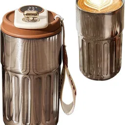 oxmeza Insulated Coffee Travel with Touch Screen Digital Temperature Display Flask Stainless Steel Coffee Mug image 2