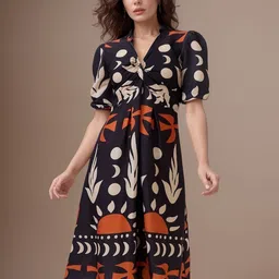 dressberry Women A-line Black Midi/Calf Length Dress-picture-11