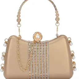 tooba handicraft Party Gold, Silver Clutch image 2