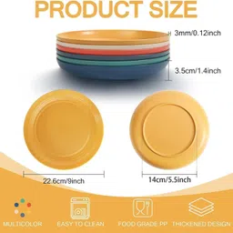 yanci 23 cm Large Plastic Plates, Unbreakable and Reusable Light Weight Dinner Plates Dinner Plate image 3
