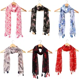 stolevilla Printed Chiffon Women Multicolor Scarf, Stole, Fancy Scarf-picture-20