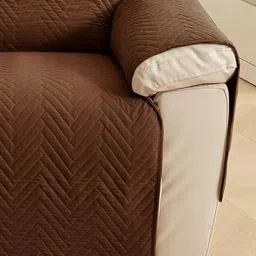 HOUSE OF QUIRK Brown Printed Recliner Single Seater Quilted Water-Repellent Sofa Mat image 5