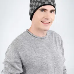 Bharatasya Men Self Design Beanie image 2