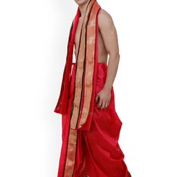 Exotic India Men Ready to Wear Dhoti & Angavastram Set image 5