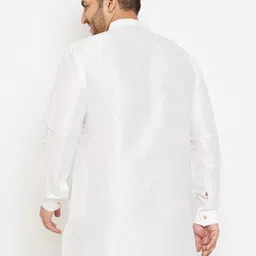 VASTRAMAY Men Plus size  White Kurta image 5