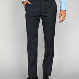 raymond Men Slim Fit Dark Blue Polyester Trousers-picture-38