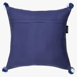 Mezposh Set of 2 White & Blue Geometric Square Cushion Covers with Pom Pom Details image 4