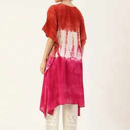 Maaesa Women Brown Dyed Crepe Kaftan Kurta image 4