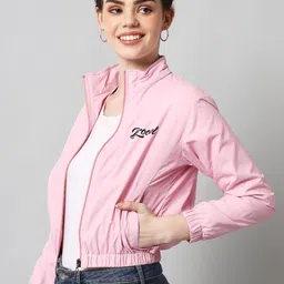 BROOWL Women Pink Windcheater Bomber Jacket image 3