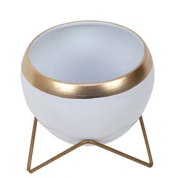 Amaya Decors Pack Of 2 Gold-Toned & White Solid Planters With Stand image 5