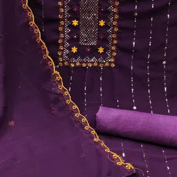 SHADOW & SAINING Floral Embroidered Sequinned Unstitched Dress Material image 2