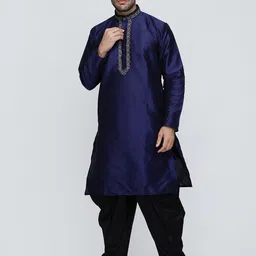 ROYAL KURTA Mandarin Collar Thread Work Straight Kurta image 5