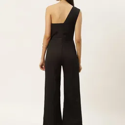 DODO & MOA Women Black Solid One Shoulder Basic Jumpsuit image 4