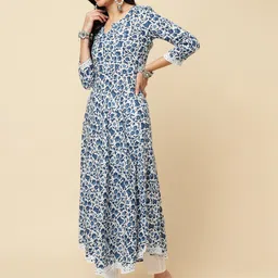 Royal Export Floral Printed V-Neck Anarkali Kurta & Trousers With Dupatta image 3