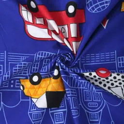 HOSTA HOMES Blue & White Cartoon Characters 220 TC Queen Bedsheet with 2 Pillow Covers image 5