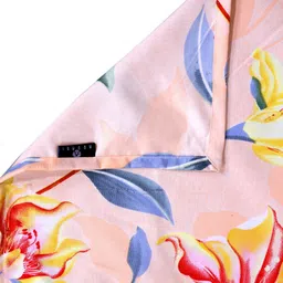 Arrabi Bookfold Peach-Coloured & Pink Floral Printed 300 TC King Bedsheet & Pillow Covers image 3