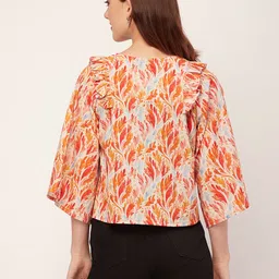 Moomaya Tropical Printed Cotton Cambric Crop Open Front Shrug image 3