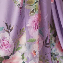 Mitera Lavender & Pink Floral Satin Saree image 2