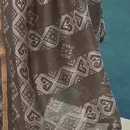 Anouk Grey Floral Printed Zari Bagh Saree image 4