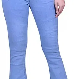 nix9 Women Flared Mid Rise Light Blue Jeans-picture-17