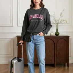 Shein Drop Shoulder Typographic Chest Print Sweatshirt image 4