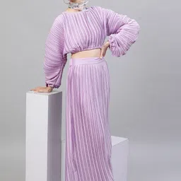 street9 Women Solid Pleated Purple Skirt image 4