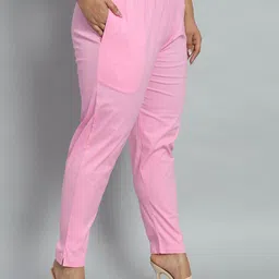 city fashion Women Regular Fit Pink Cotton Blend Trousers-picture-12