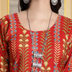 HERE&NOW Women Pack of 2 Ethnic Motifs Printed Round Neck Straight Kurta image 5