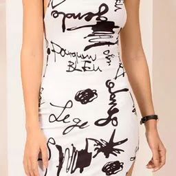 BAESD Women Typography Print Maxi Dress With Side Slit Details image 2