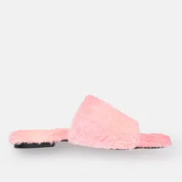 ZORI WORLD Women Fuzzy Open Toe Flats image 5