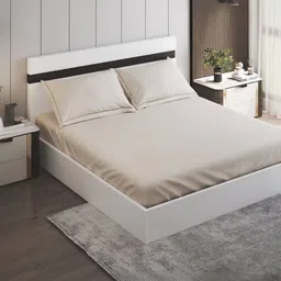 Home Centre Beige 300 TC King Bedsheet with 2 Pillow Covers-image-82