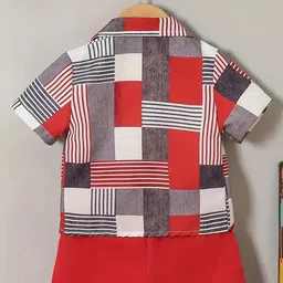 SHREE VANKIYA HANUMANJI FASHION Boys Red Checks Printed Clothing Set image 2