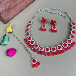 Anouk Rhodium-Plated Stone-Studded Jewellery Set-picture-39
