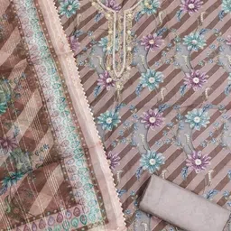 VARNI FABRICS Printed Organza Semi-Stitched Dress Material image 2