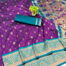 RATNAVALI Woven Design Zari Art Silk Handloom Paithani Saree image 1