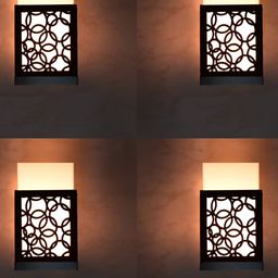 Gojeeva Black & White 4 Pieces Textured Contemporary Wooden Rectangle Shaped Wall Lamp-picture-21