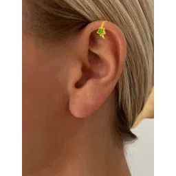 VAMA 18K Gold Plated Crystals Studded Star Shaped Ear Cuff image 2