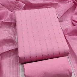 KALINI Women Pink Woven Design Geometric Dress Material-image-2