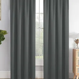 HOMEMONDE Grey 2 Pieces Black Out Door Curtains-image-64