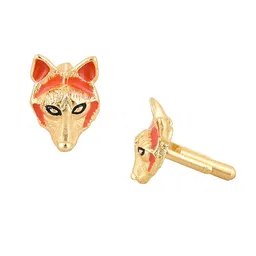 House of Pataudi Men Gold-Plated Textured Enamel Detail Cuff Links image 2